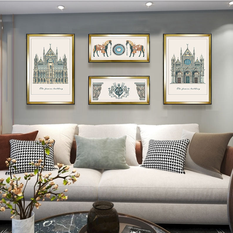 Vintage Architectonische Print Muur Decoratie Set