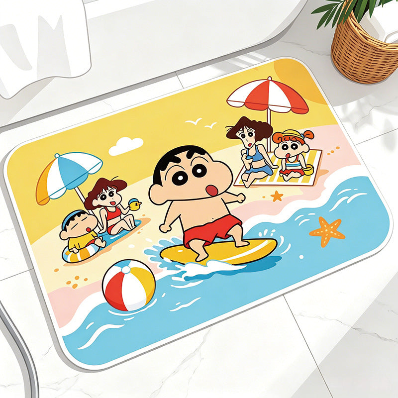 Speelse Cartoon Strand-Thema Badmat