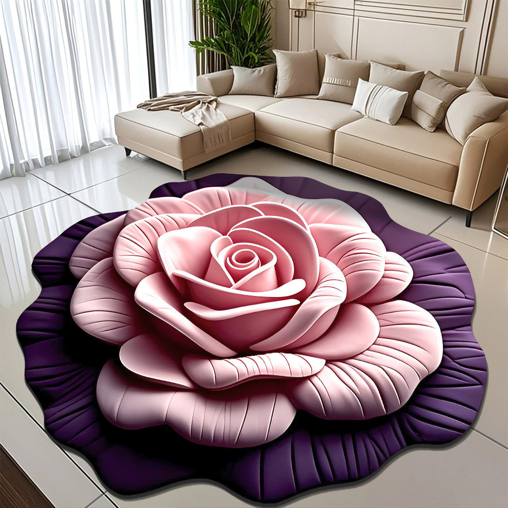 Bloemthemed Pluche Vloerkleed