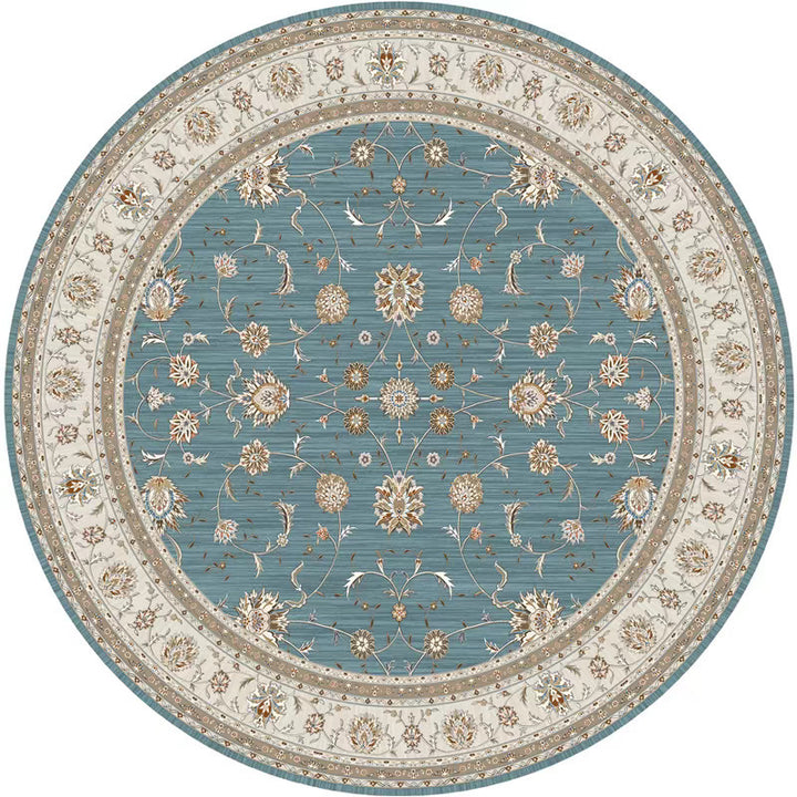 Rond Vintage Bloemen Tapijt