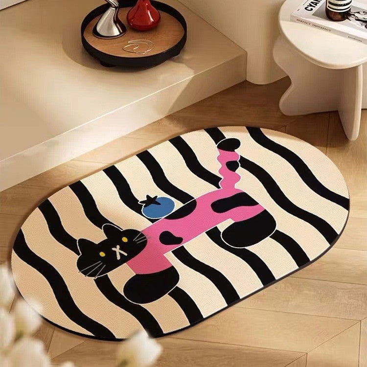 Artistieke Kat-Thema Gebiedsmat voor Woondecoratie