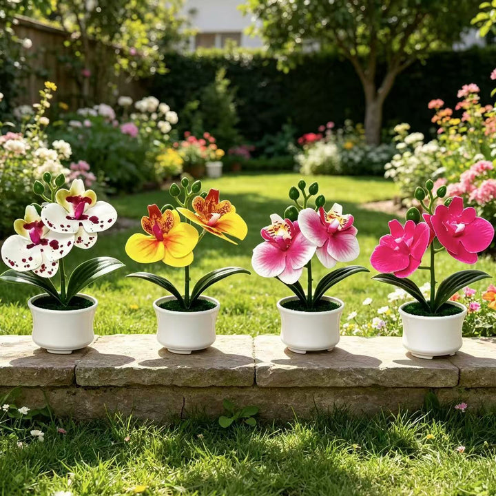 Elegante Kunstmatige Orchidee Plantenarrangement voor Binnenhuisdecor