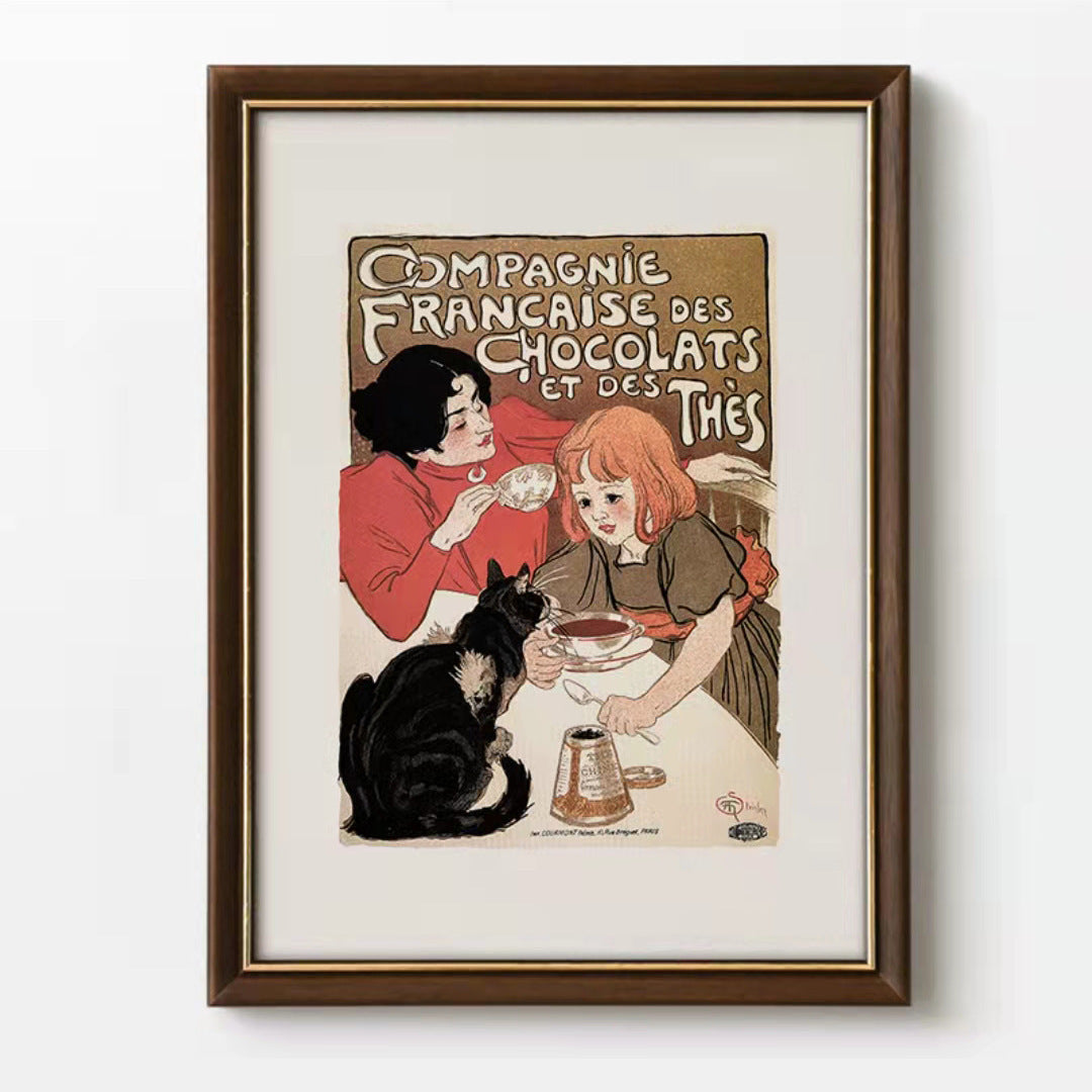 Vintage Gekaderde Kat-thema Kunstwerken
