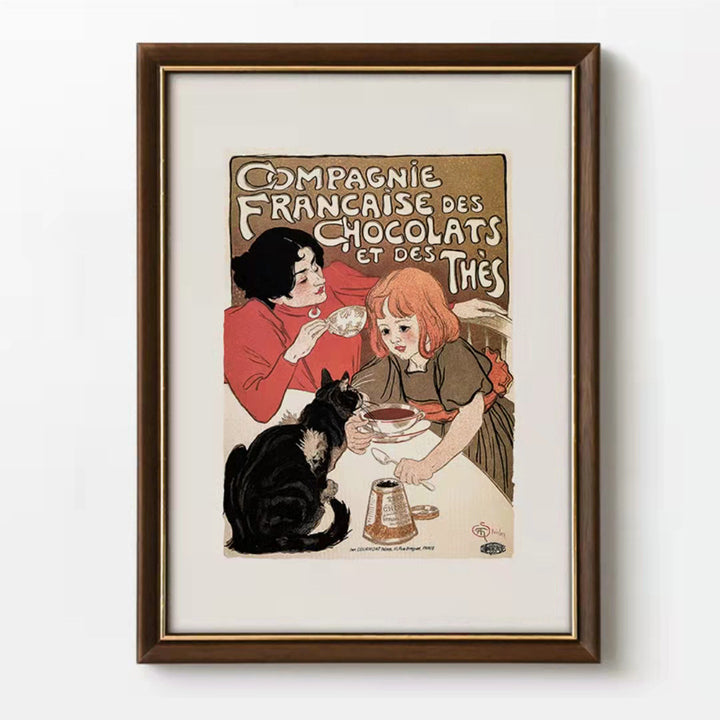 Vintage Gekaderde Kat-thema Kunstwerken