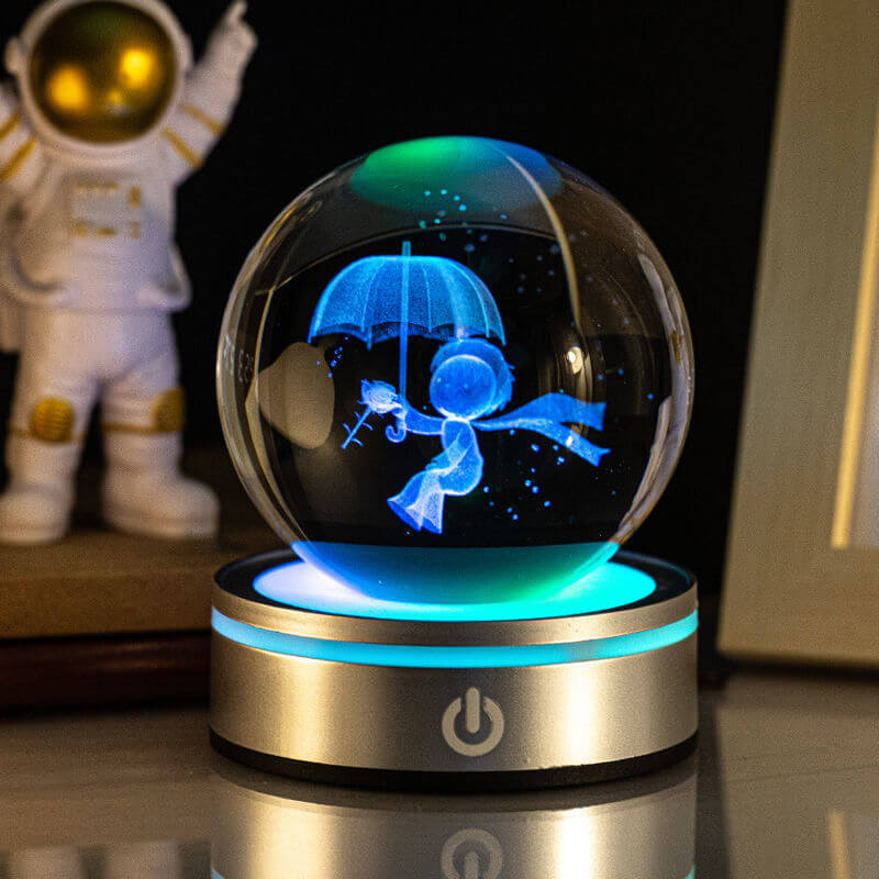 Kreative 3D Binnenhoutsnijwerk Luminous Crystal Ball Kleurrijke Verloop Kleine Nachtlamp Thuis Decoratie Cadeaukeuze