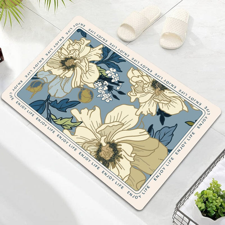 Ovale Bloemenpatroon Badmat