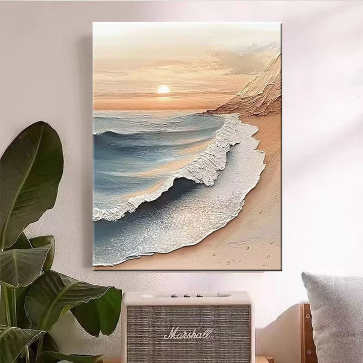 3D Textured Coastal Wave Canvas Kunstwerk