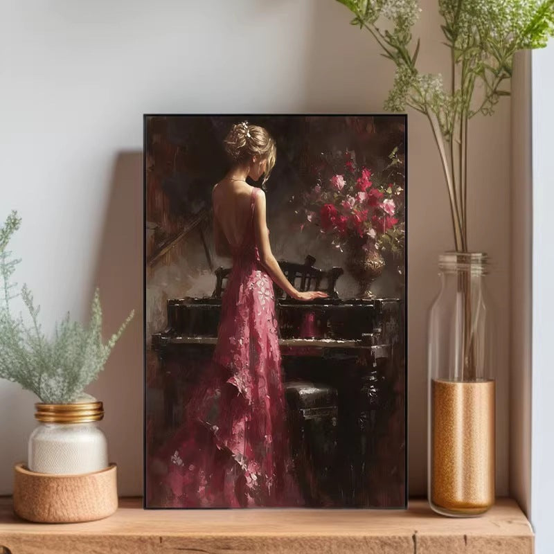 Elegante Pianoscène Canvas Kunstwerk