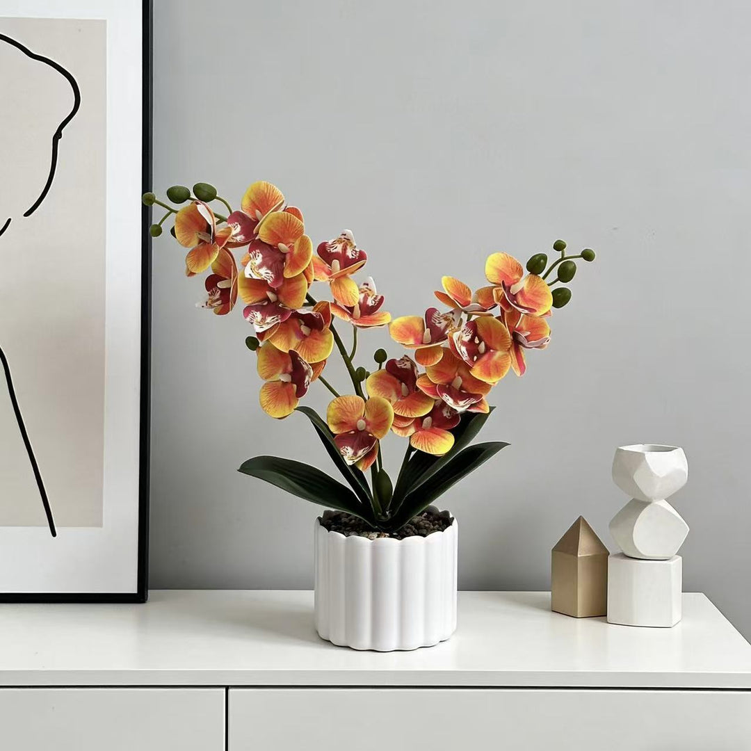 Elegante Kunstmatige Orchidee Plantenarrangement voor Binnenhuisdecor