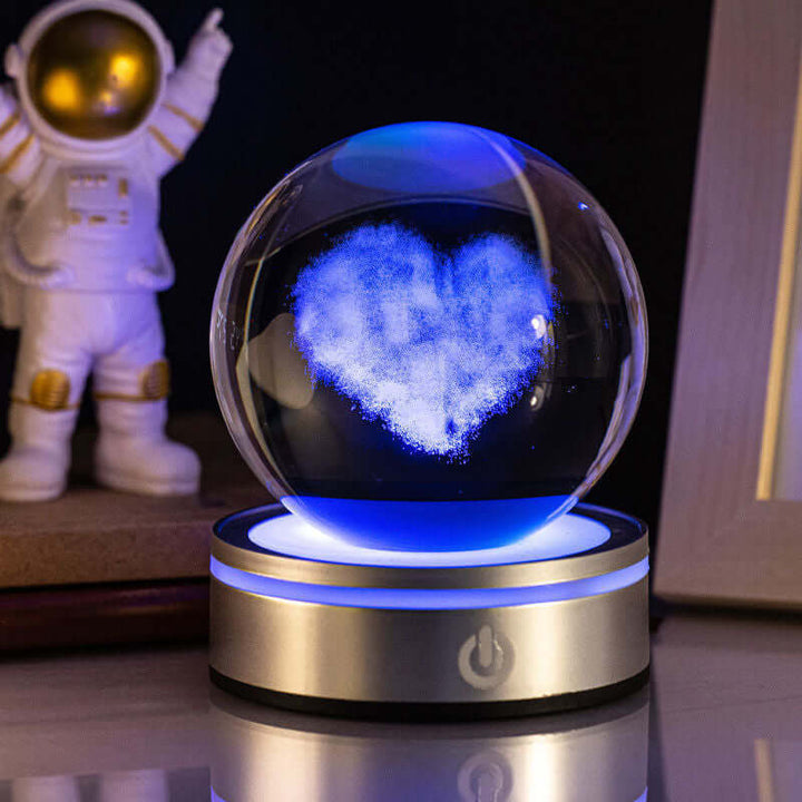 Kreative 3D Binnenhoutsnijwerk Luminous Crystal Ball Kleurrijke Verloop Kleine Nachtlamp Thuis Decoratie Cadeaukeuze