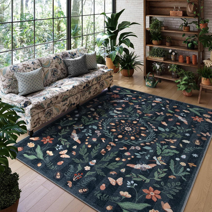 Florale Geborduurde Vloerkleed