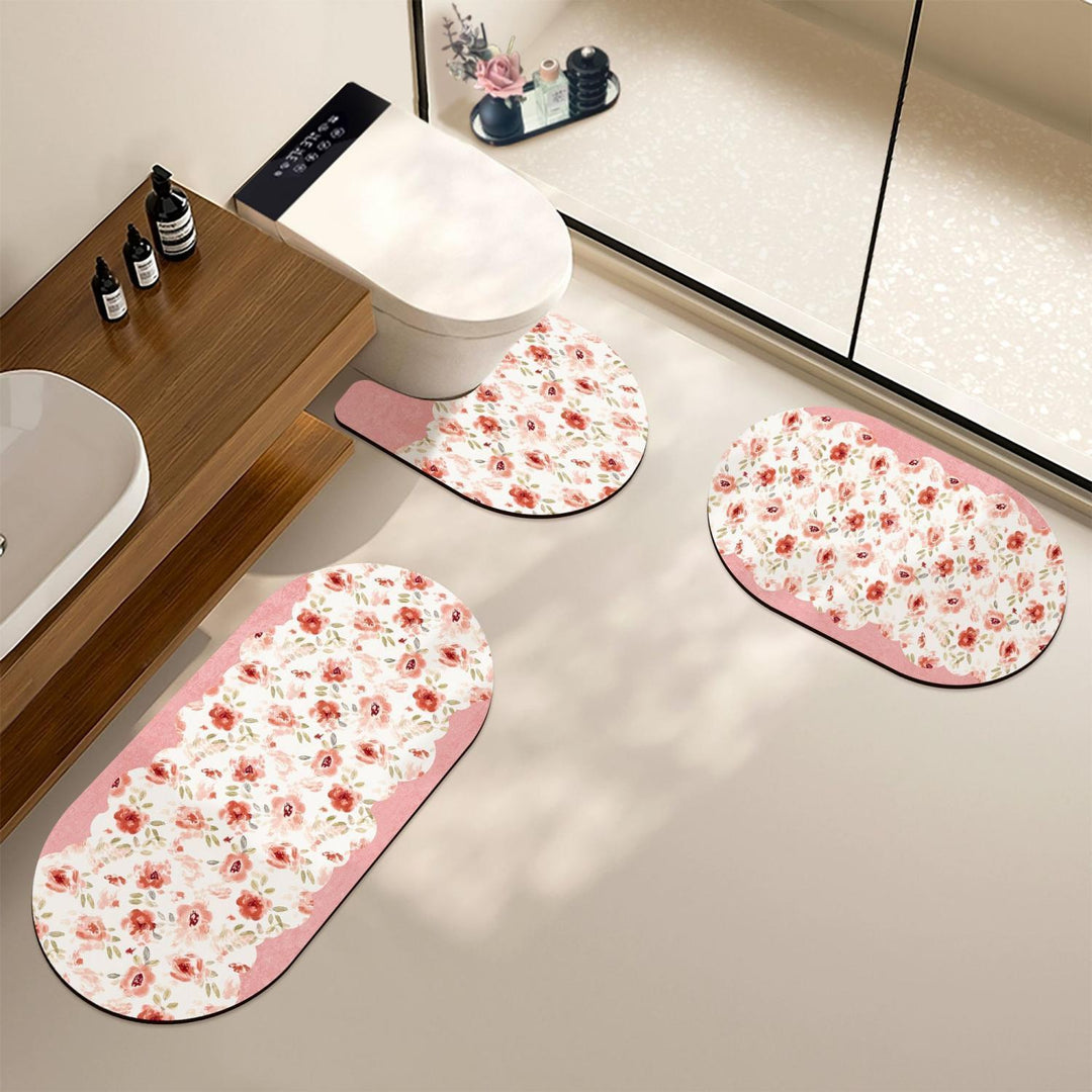 Decoratieve Bloemige Badmat Set