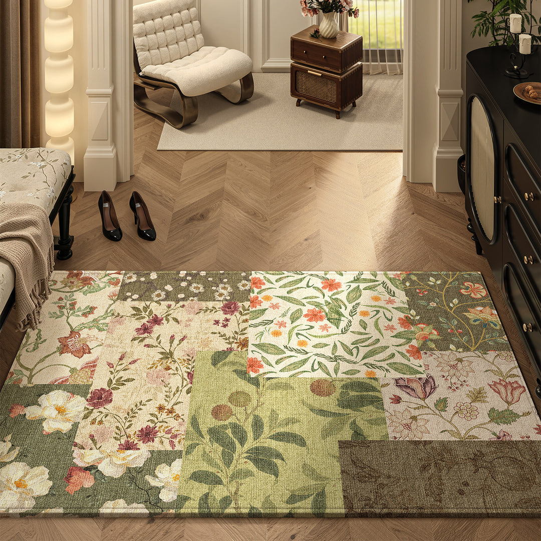 Decoratieve Bloemen Patchwork Tapijt