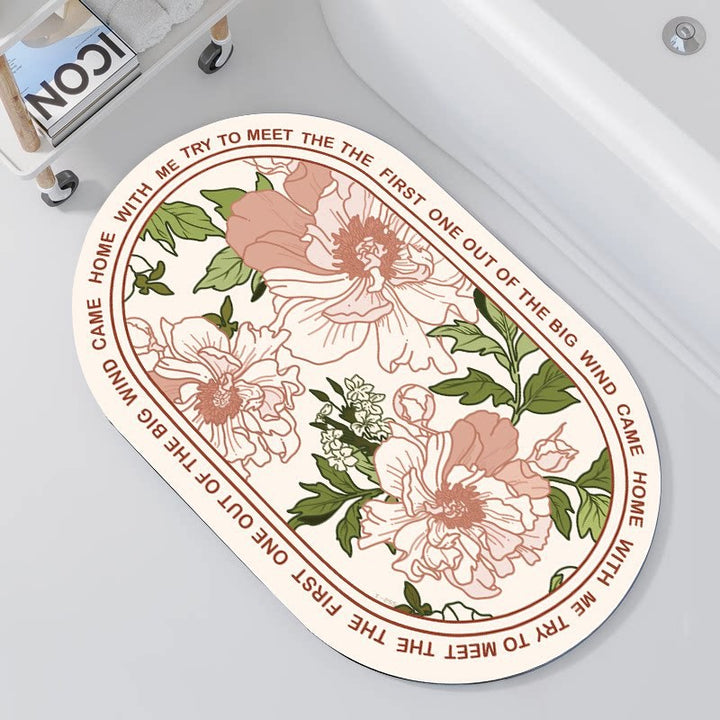 Ovale Bloemenpatroon Badmat
