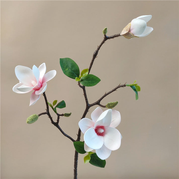 Elegante Zijde Magnolia Bloem Tak