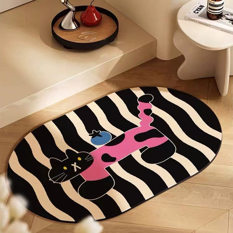 Artistieke Kat-Thema Gebiedsmat voor Woondecoratie