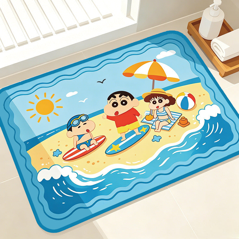 Speelse Cartoon Strand-Thema Badmat