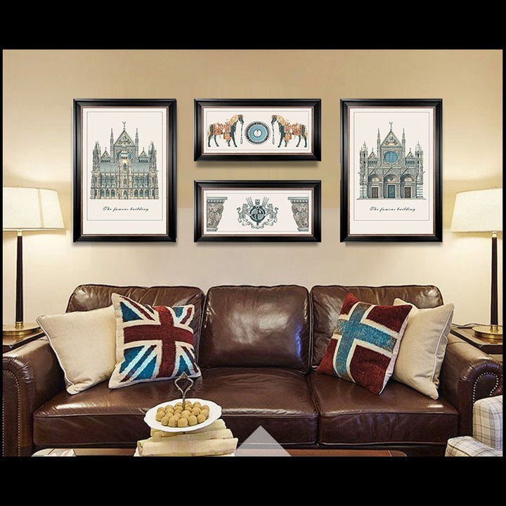 Vintage Architectonische Print Muur Decoratie Set