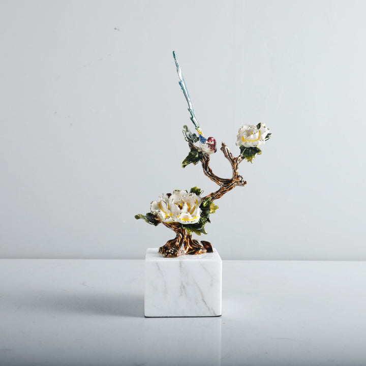 Sierra Ornamental Bird and Flower Sculpture