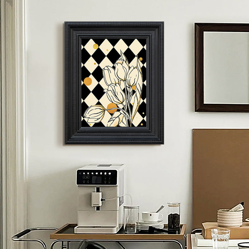 Gekaderde Bloem Motief Geometrische Kunstwerk