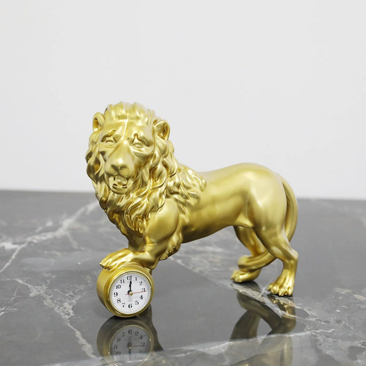 Decoratieve Leeuw Beeldje met Klok