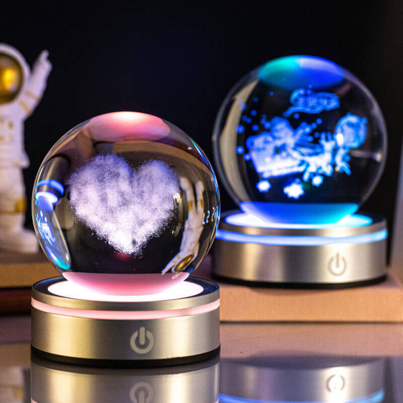 Kreative 3D Binnenhoutsnijwerk Luminous Crystal Ball Kleurrijke Verloop Kleine Nachtlamp Thuis Decoratie Cadeaukeuze