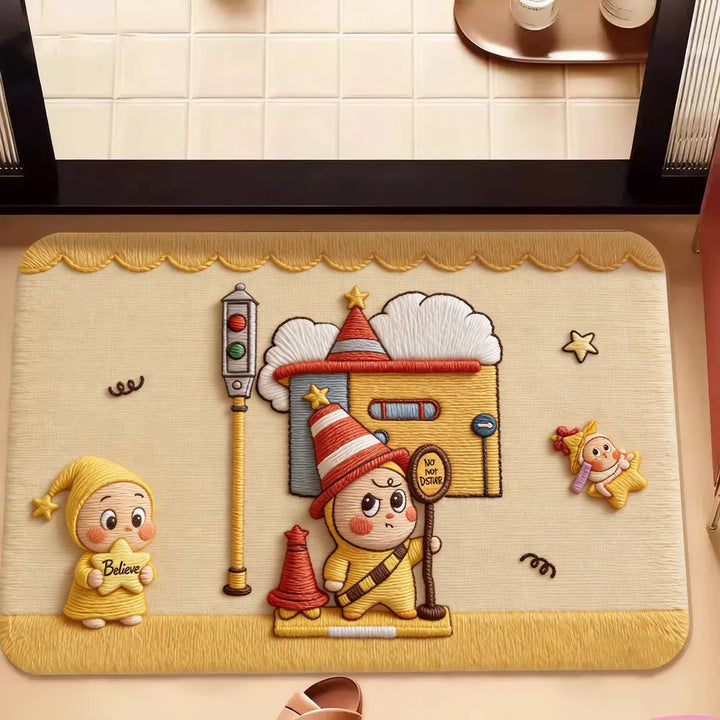 Speelse cartoonfiguur-thema decoratieve vloermat
