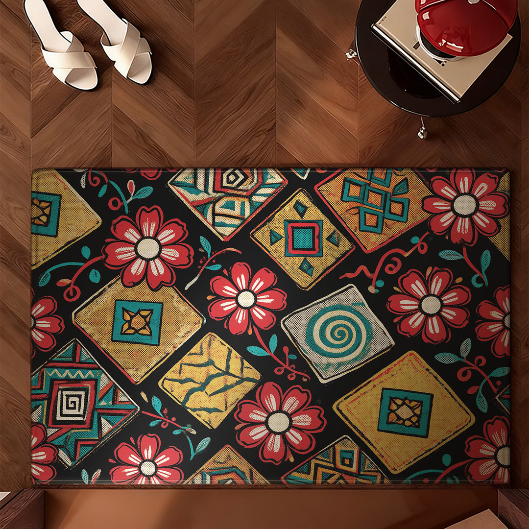 Bloemen Tegelprint Vloerkleed