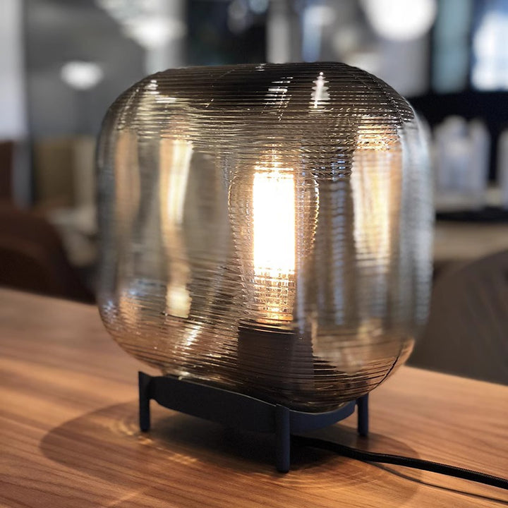 Moderne Decoratieve Tafellamp met Textuur Glas Lampenkap