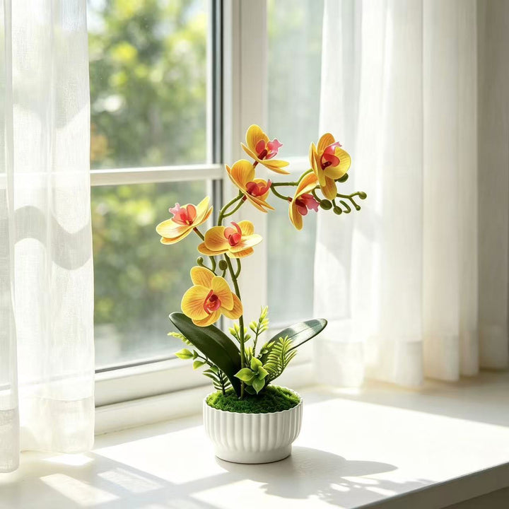 Elegante Faux Orchidee Arrangement voor Binnen Decor Weergave