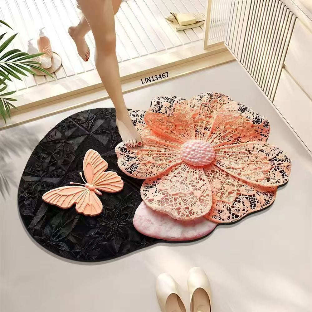 Bloemenkant ontwerp badkamer mat