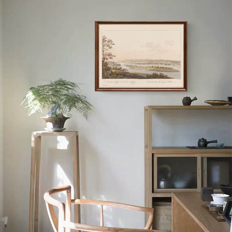 Vintage Landschap Ingeregeld Afdruk