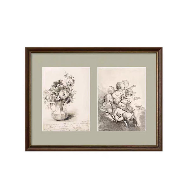 Vintage Bloemrijk Sieraad Kunstafdruk
