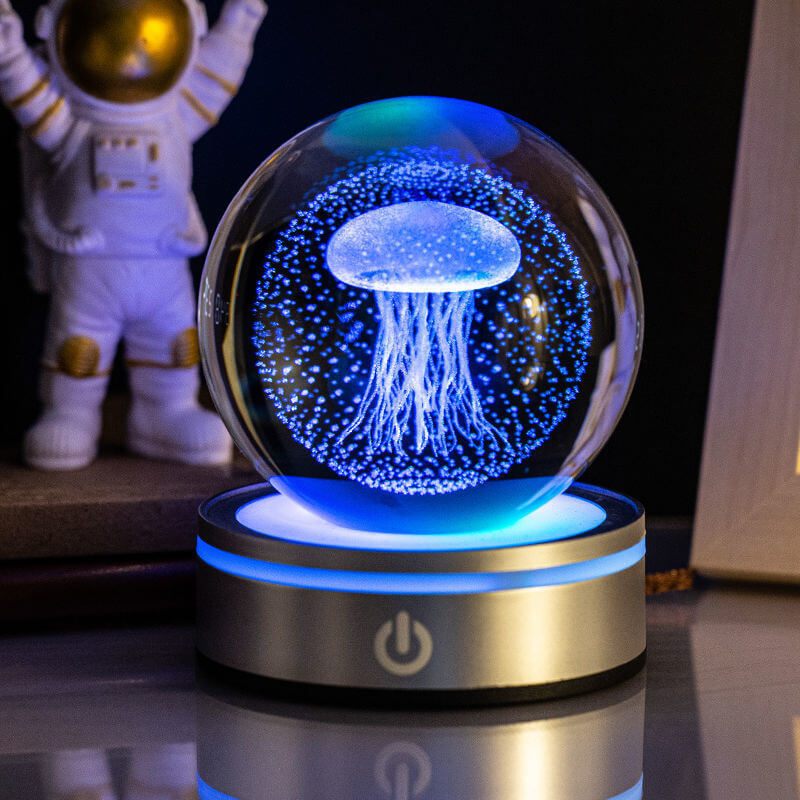 Kreative 3D Binnenhoutsnijwerk Luminous Crystal Ball Kleurrijke Verloop Kleine Nachtlamp Thuis Decoratie Cadeaukeuze