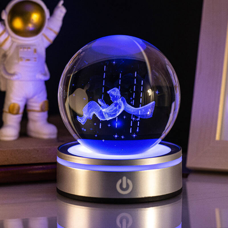 Kreative 3D Binnenhoutsnijwerk Luminous Crystal Ball Kleurrijke Verloop Kleine Nachtlamp Thuis Decoratie Cadeaukeuze