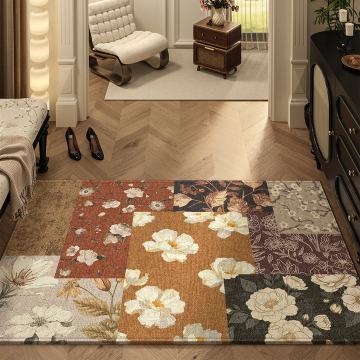Decoratieve Bloemen Patchwork Tapijt