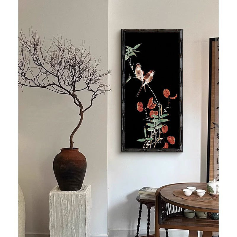 Bamboe-geïnspireerde ingelijste vogel wandkunst