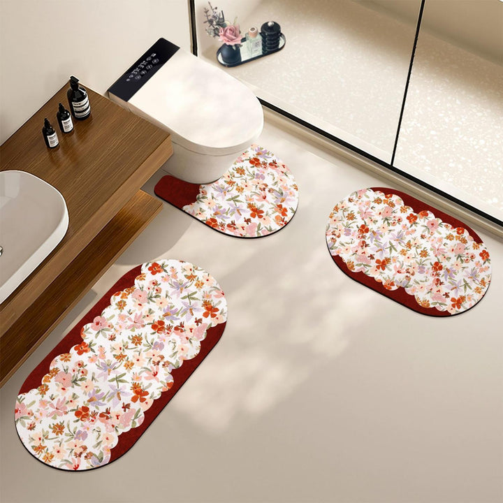 Decoratieve Bloemige Badmat Set