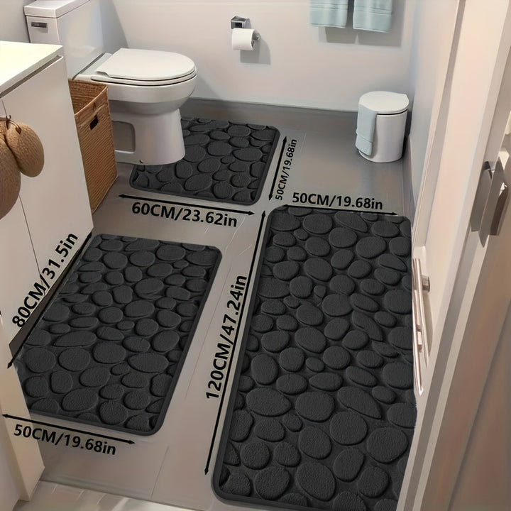 Textured Stone Design Badmat Set
