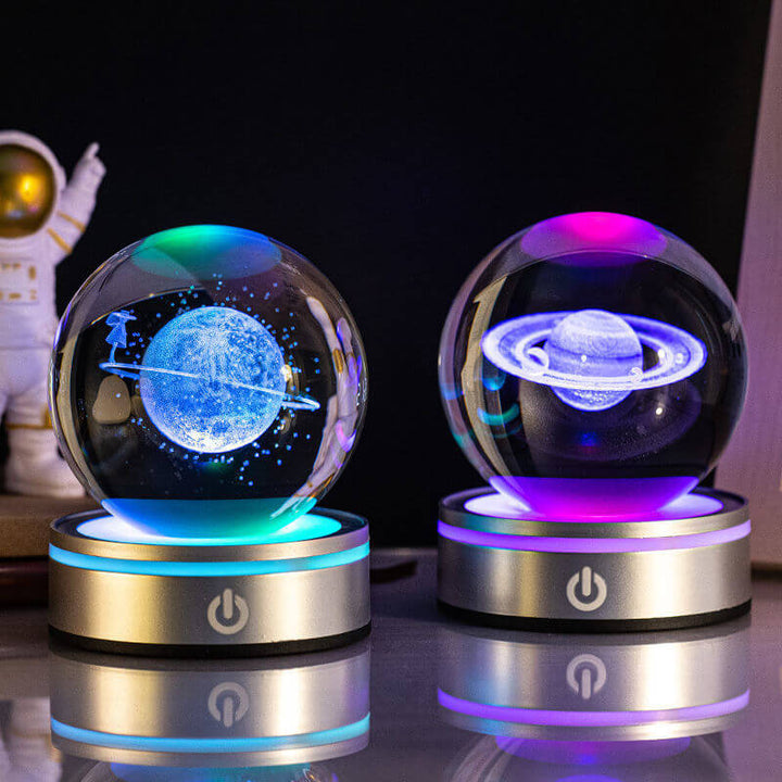 Kreative 3D Binnenhoutsnijwerk Luminous Crystal Ball Kleurrijke Verloop Kleine Nachtlamp Thuis Decoratie Cadeaukeuze