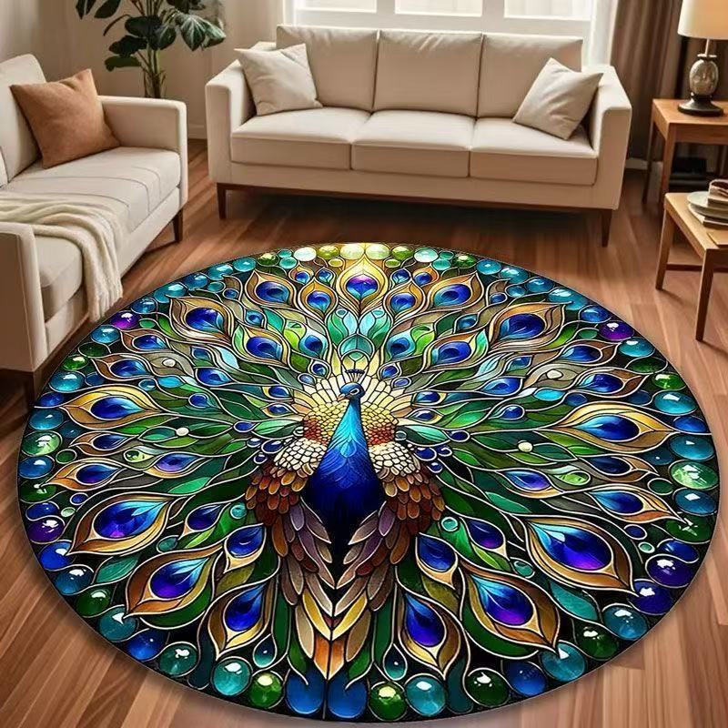 Pauwen geïnspireerd Glazen Decoratief Tapijt