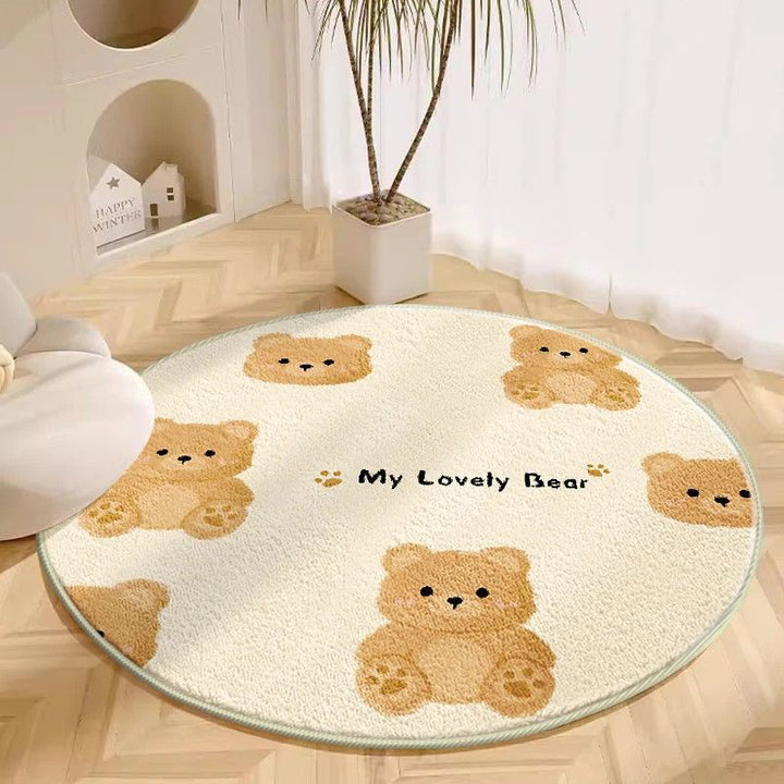 Pluche Dierenthema Ronde Vloerkleed