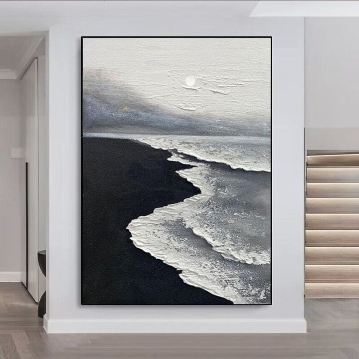 Abstract Zeelandschaps Textured Canvas Kunstwerk