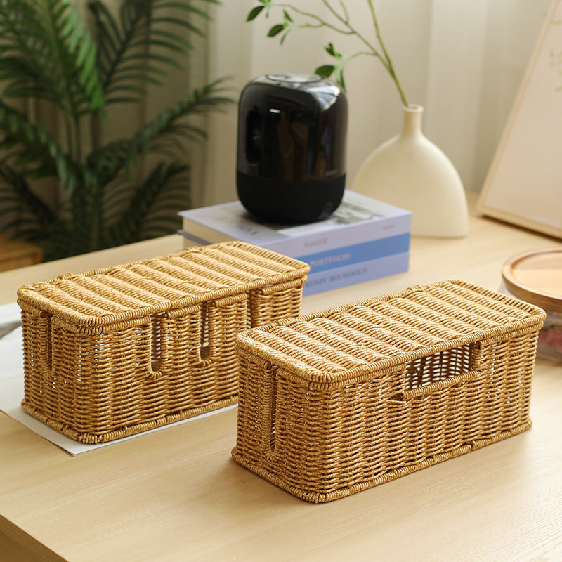 Handwoven rectangular storage box