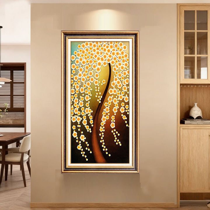 Elegante Bloemrijke Canvas Muurkunst