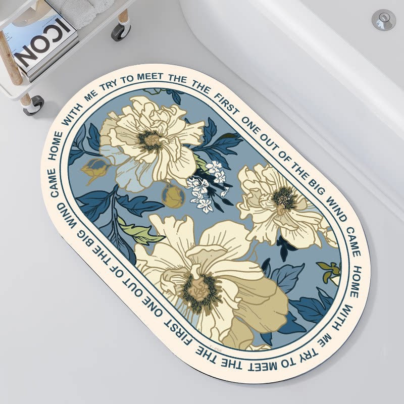 Ovale Bloemenpatroon Badmat