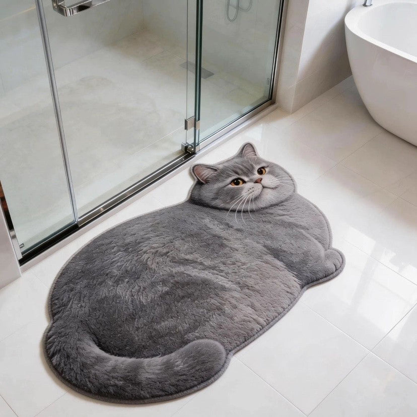 Kat-vormige Pluche Badmat