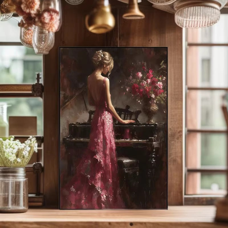 Elegante Pianoscène Canvas Kunstwerk