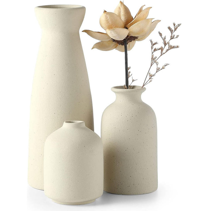 Gestructureerde Keramische Bloemvaas Set