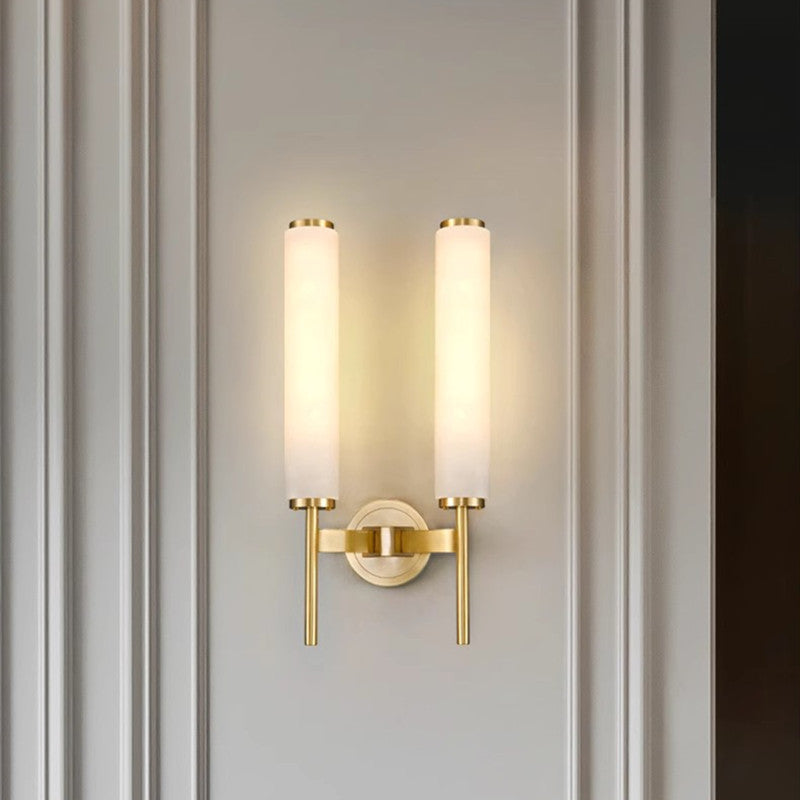 Elegante Glas en Messing Wandlamp Verlichting Fixture